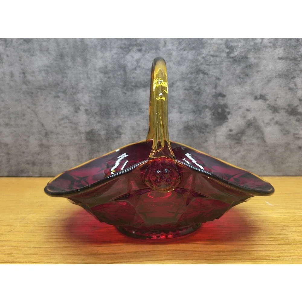 Vintage Indiana Tiara Amberina‎ Constellation Glass Basket